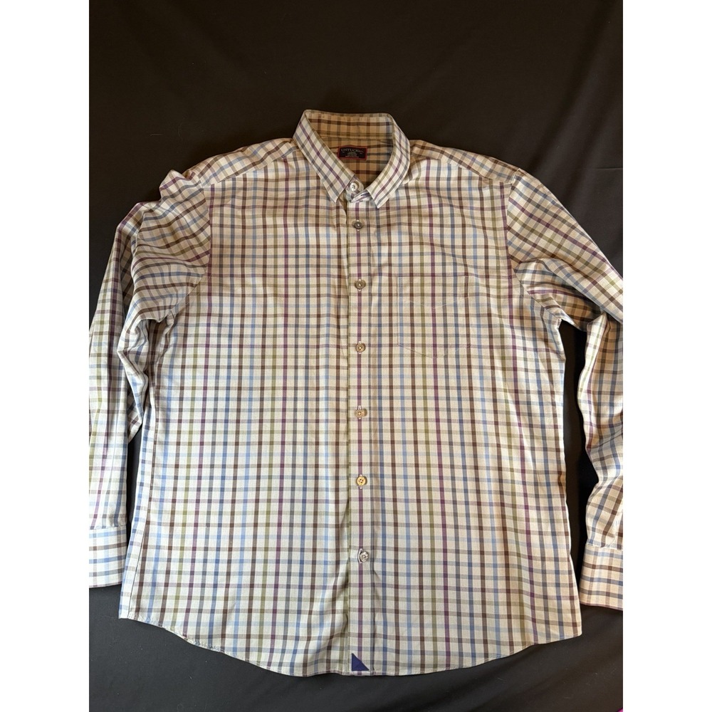UNTUCKit Multi- Colored Patterned Men's Long Sleeve Button Up Shirt, Large